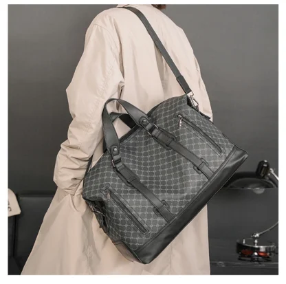 Xiao.P 2024 New Large Capacity Plaid Travel Bag Korean Version Men's Bag Casual Fashion Shoulder Bag Crossbody Bag Big - Image 14