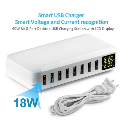 USB Charging Station 8-Port 40W/60WFast Charging  With LED Display Desktop Charger for Multiple Devices iPhone Samsung - Image 12