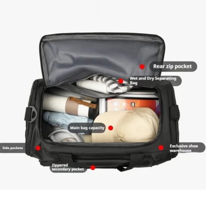 Gym Travel Bag, Large Capacity Dry Wet Separation Sports Training Bag, Multifunctional Business Travel Backpack - Image 4
