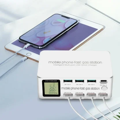 100W 8 Ports USB Charger QC3.0 Quick Charge Multi Fast Charging Station LED Display 20W PD Fast Socker for IPhone Samsung Xiaomi - Image 2