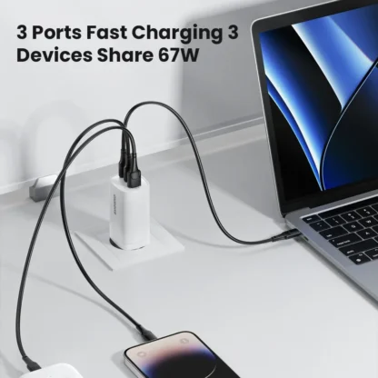 67W GaN Charger PD3.0 QC3.0 Type C Fast Charging for IPhone 15 14 Xiaomi USB Type C Charger for Samsung S23 Ultra Macbook Tablet - Image 2