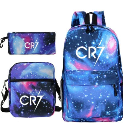 Football Ronaldo CR7 Backpack 3pcs/set School Bags for Girls Boy Laptop Travel Knapsack Women Rucksack Shoulder Bags Pen Case - Image 11
