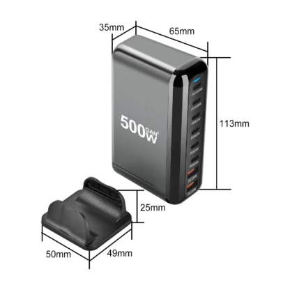 8-port 500W GaN Desktop Charger USB Type C PD Charger USB 3.0 Fast Mobile Charger For Samsung S24 Xiaomi iPhone16 15 pro - Image 6