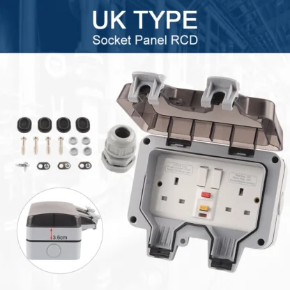 IP66 Waterproof Outdoor Box Wall Socket 13A Double Switch Power Outlet Universal / UK With USB Charging Port DIY GO - Image 7