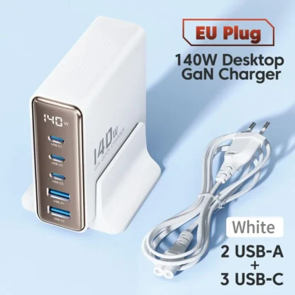 Toocki 140W GaN USB Charger 5in1 Desktop Fast Charge USB Type C Charger LED Display Charger For iPhone Xiaomi Smartphone Laptop - Image 7