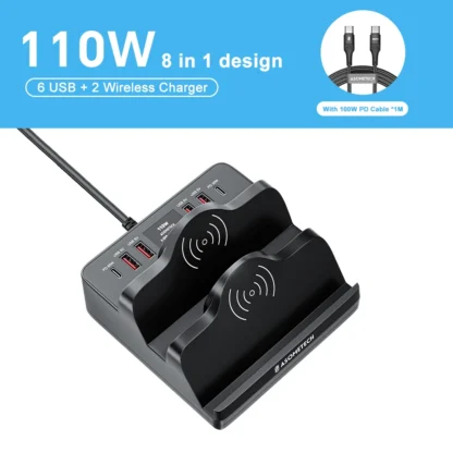 110W USB C Fast Wireless Charger QC3.0 PD PPS Type C Fast Charging Station Quick Charger for IPhone 13 / 14 Pro Max IPad HuaWei - Image 8
