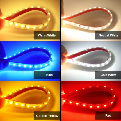 AC220V LED Strip Lights EU UK Plug SMD2835 120LEDs/m Waterproof Lamp With Adhesive Tape Warm/Natural/Cool White Red Blue Yellow - Image 3