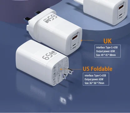 UGOURD PD 65W GaN Fast Charger Power Adapter With USB A and Type C Quick Charge UK EU US Plug For iPad MacBook Air Laptop iPhone - Image 31