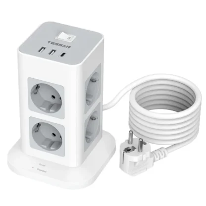 TESSAN Tower Power Strip Multi Outlets with USB A +1 Type C 2M Extension Cable EU Plug Vertical Electric Socket Surge Protection - Image 13