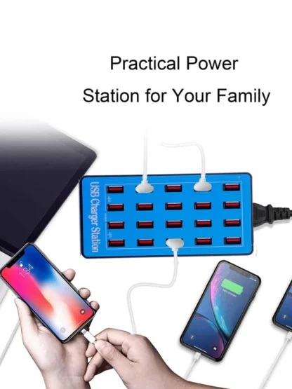 USB Charger Station 20-Port 100W Multiple Charging Station Multi Ports USB Charger Charging for Smartphones,Tablets, USB Devices - Image 10