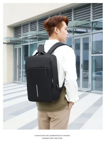 Men's Fashion Multifunctional Computer Backpack Large Capacity Waterproof Fabric Unisex Business Duty Backpack Shoulder Oxford F - Image 12