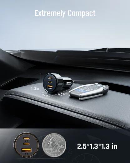 VOLTME 65W Car Charger Dual USB-C USB-A Fast Charging QC 4.0 PD 3.0 Fast Charge Charger For Laptop Translucent Car Phone Charger - Image 4