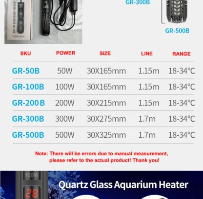 SUNSUN Fish Tank Digital Heating Rod Aquarium Submersible Heater 500W Adjustable Temperature Thermostat LCD Display Fish Farming - Image 19