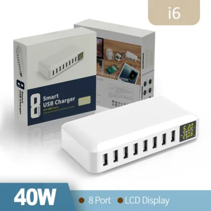 USB Charging Station 8-Port 40W/60WFast Charging  With LED Display Desktop Charger for Multiple Devices iPhone Samsung - Image 8