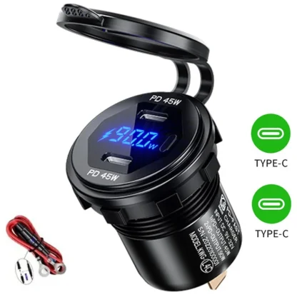 90W Quick Charge Car Charger PD Port Fast Charging Switch ON/OFF Phone Charger LED Display Power Adapter 12V 24V for Car Boat RV - Image 12