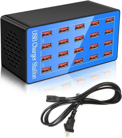 USB Charger Station 20-Port 100W Multiple Charging Station Multi Ports USB Charger Charging for Smartphones,Tablets, USB Devices