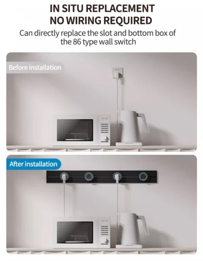 EU Wall power rail socket, kitchen aluminum expansion socket 40cm 50cm, built-in socket on countertop - Image 19