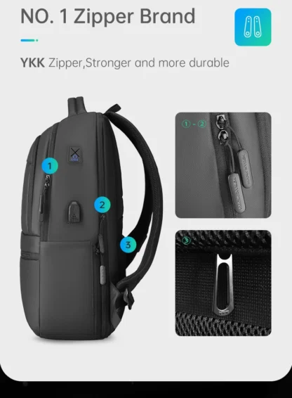 MarkRyden Fady: Expandable Lightweight USB Charging Laptop Backpack with Anti-theft Backpack Men Backpack Black Backpack - Image 13