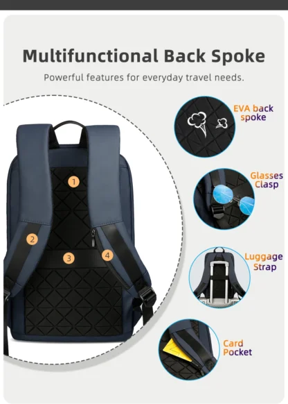 HK Slim Backpack For Men 15.6 Inch Laptop Bags Waterproof Minimalist Business Backpack With USB Charging Casual Travel Work Bag - Image 23