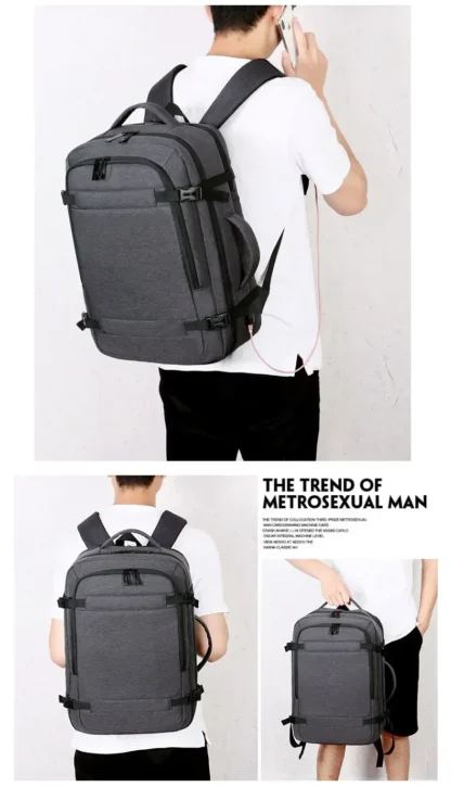 45L Large Capacity Multifunctional Extensible Rechargeable Hand-held Backpack Men's Waterproof Business Travel Computer Backpack - Image 23