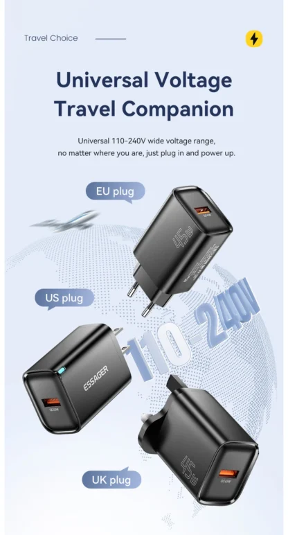 Essager 45W USB A Charger Flash Charge QC3.0 FCP SCP Fast Charging for Samsung Huawei Xiaomi iPad MakBook Tablet Phone Charger - Image 21