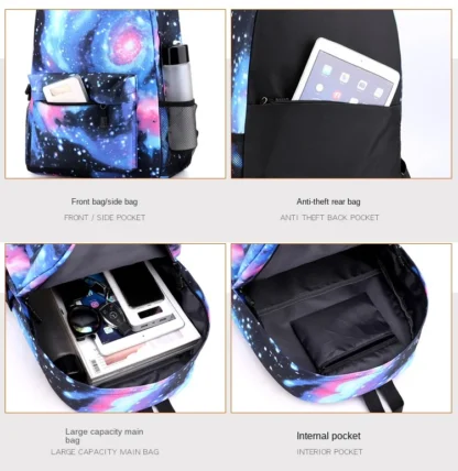 Ronaldo print student schoolbag 3-piece set youth backpack pencil case shoulder bag set - Image 36