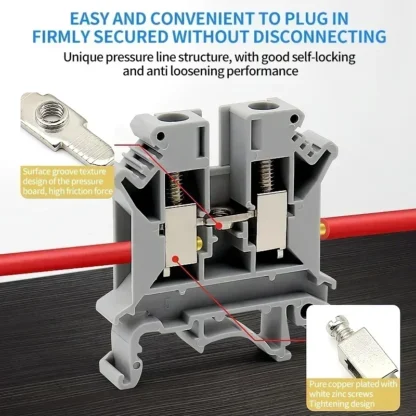 20/50/100Pcs UK - 2.5B Din Rail Terminal Block Electrical Conductor Universal Screw Connection Terminal Strip 2.5mm² - Image 2