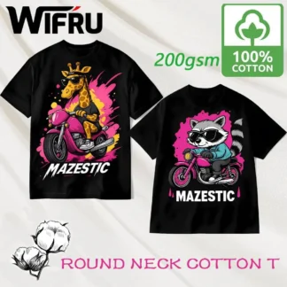 Funny Cartoon Animal print Graphic 100% Cotton T-shirt Unisex Street Oversized Casual Tees Y2K Loose Children's Clothing
