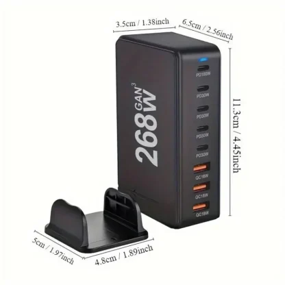 268W/240W GAN Gallium Nitride USB TypeC Multi-port Desktop Travel Charger With Power Adapter PD Charger Office Home Charger - Image 6