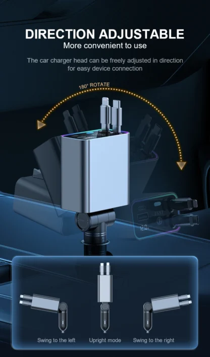 4 in 1 184W Car Charger Retractable PD66W Car Cigarette Lighter Adapter USB Type C Fast Charger Cable For IPhone Xiaomi Samsung - Image 14