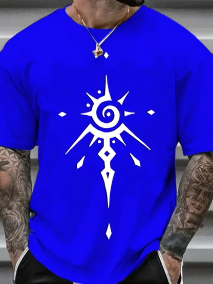 Camiseta de manga corta con cuello redondo para hombre, 100% de algodón puro, informal, holgada, con estampado creativo deportiv - Image 5