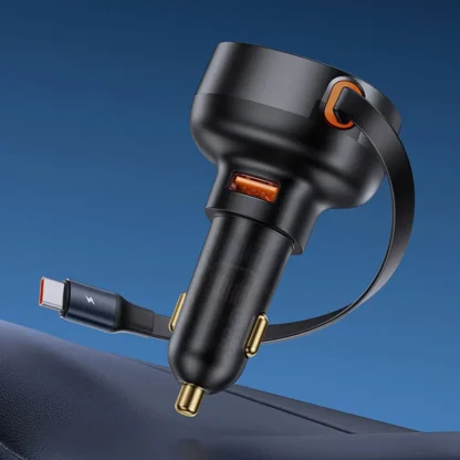 Baseus 60W Car Charger 2 in 1 Retractable Cable SCP 25W QC PD 30W Fast Car Phone Charger For iPad iPhone 16 15 14 13 Pro Samsung - Image 7
