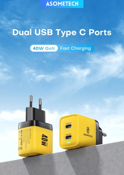 ASOMETECH 40W USB C GaN Charger Portable 20W Type C Chargers Support PD Quick Charging For iPhone 14 Pro Max 11 ipad MacBook - Image 11