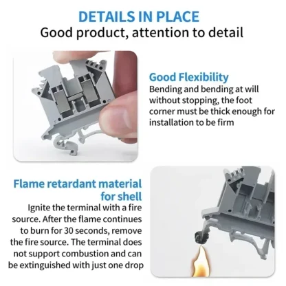 20/50/100Pcs UK - 2.5B Din Rail Terminal Block Electrical Conductor Universal Screw Connection Terminal Strip 2.5mm² - Image 3