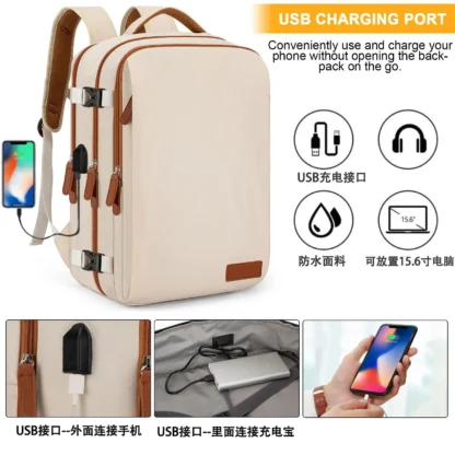 Travel Backpack 40x20x30 Cabin Plane Waterproof Expandable Weekender Laptop With USB Port Ryanair Carry-On Women Men Backpack - Image 2
