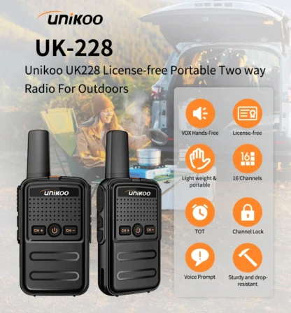 UNIKOO UK228 Walkie Talkie 2 pcs Mini Size Portable Handheld Radio Wireless Set Twol Way Radio Station Comunicador Transceiver - Image 8