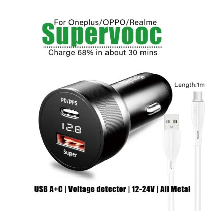 For Oneplus car charger 80W,SuperVooc car charger for OPPO,for realme car adapter superdart,for oneplus 12 10T auto charger warp - Image 12