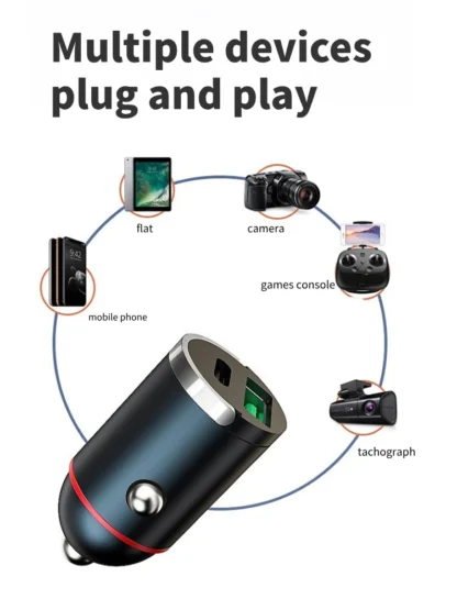 Dual USB Mini Pull Ring Car Charger 200W Fast Charging Phone convenient Charger Adapter for iPhone Huawei Xiaomi Samsung QC 3.0 - Image 13