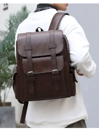 Large Capacity Soft PU Leather Backpack for Casual Business Travel - Image 25