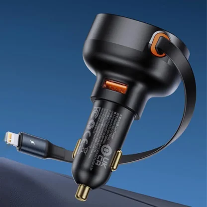 Baseus 60W Car Charger 2 in 1 Retractable Cable SCP 25W QC PD 30W Fast Car Phone Charger For iPad iPhone 16 15 14 13 Pro Samsung - Image 10