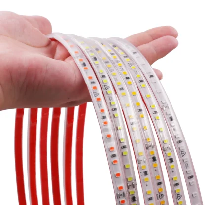 AC220V LED Strip Lights EU UK Plug SMD2835 120LEDs/m Waterproof Lamp With Adhesive Tape Warm/Natural/Cool White Red Blue Yellow - Image 15
