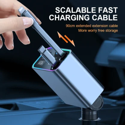 4 in 1 184W Car Charger Retractable PD66W Car Cigarette Lighter Adapter USB Type C Fast Charger Cable For IPhone Xiaomi Samsung - Image 4