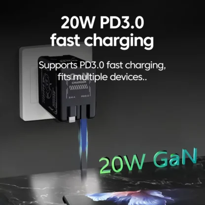 120W GaN Fast Charging Phone Charger With Type C/Lighting Retractable Cable For Iphone 16 15 Samsung Foldable pins Charger - Image 4