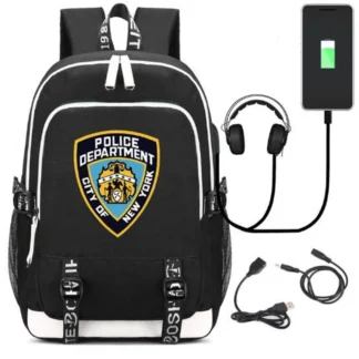 New York City Police Department Rucksack Bag w/ USB Fashion Port and Lock Teenagers Student School travel Shoulder Laptop Bag