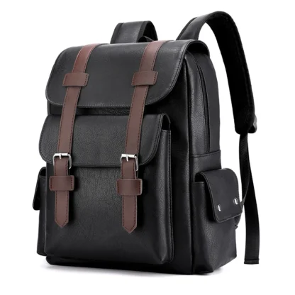 Large Capacity Soft PU Leather Backpack for Casual Business Travel - Image 5