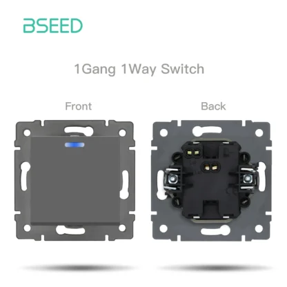 BSEED 1/2Gang 1/2Way Wall Button Switch Part Wall EU Socket Module Part Glass Frame Only Switch Socket DIY Function Part - Image 8