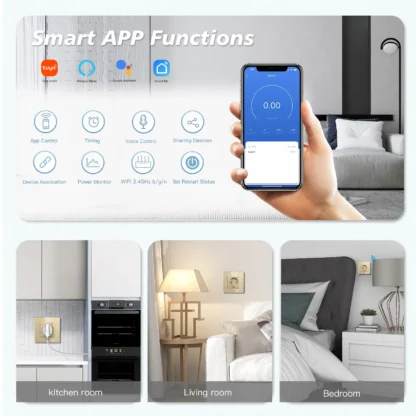 BSEED Wall Socket Wifi EU Standard 86*86mm Smart Power Monitor Sockets WIFI Socket Google Alexa APP Control - Image 2