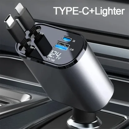 4 in 1 120W Car Charger Retractable Car Cigarette Lighter Adapter USB Type C Fast Charger Cable For IPhone Xiaomi Huawei Samsung - Image 7