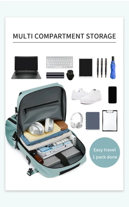Woman travel backpack,waterproof 16 inch Business Laptop Backpack with Shoe Bag Hidden USB charging port Hiking camping backpack - Image 18