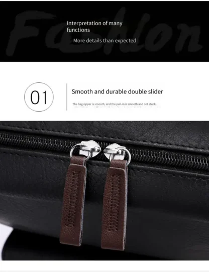 Large Capacity Soft PU Leather Backpack for Casual Business Travel - Image 9